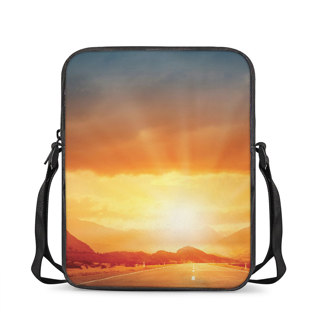 Sunrise Road Print Rectangular Crossbody Bag