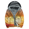 Sunrise Road Print Sherpa Lined Zip Up Hoodie