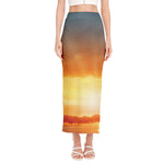 Sunrise Road Print Side Slit Maxi Skirt