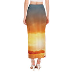 Sunrise Road Print Side Slit Maxi Skirt