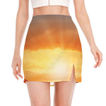 Sunrise Road Print Side Slit Mini Skirt