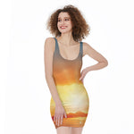Sunrise Road Print Sleeveless Bodycon Dress