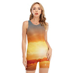 Sunrise Road Print Sleeveless One Piece Swimsuit