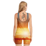 Sunrise Road Print Sleeveless One Piece Swimsuit