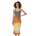 Sunrise Road Print Slim Fit Midi Cami Dress