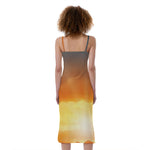 Sunrise Road Print Slim Fit Midi Cami Dress