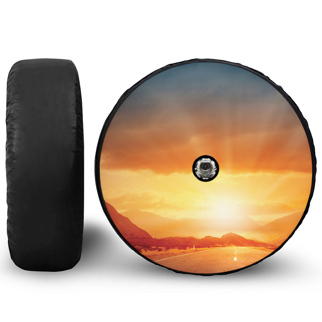 Sunrise Road Print Tire Cover With Camera Hole