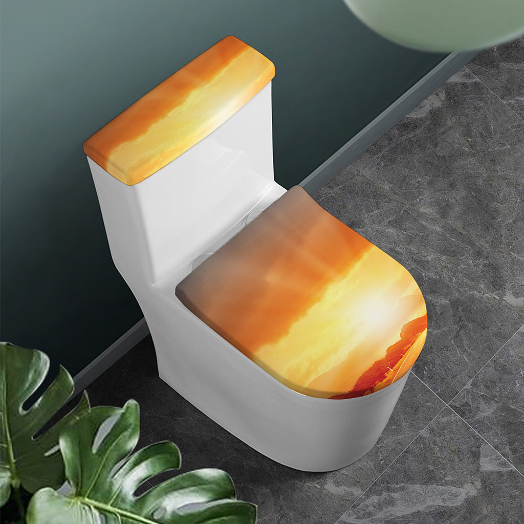 Sunrise Road Print Toilet Lid And Tank Cover Set