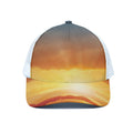 Sunrise Road Print White Mesh Trucker Hat