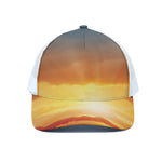 Sunrise Road Print White Mesh Trucker Cap