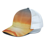 Sunrise Road Print White Mesh Trucker Cap