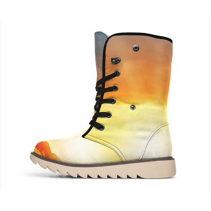 Sunrise Road Print Winter Boots