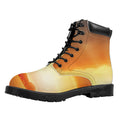 Sunrise Road Print Padded Collar Lace Up Boots