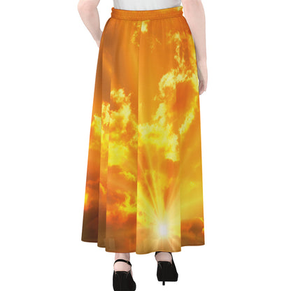 Sunrise Sky Print Chiffon Maxi Skirt