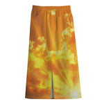 Sunrise Sky Print Cotton Front Slit Maxi Skirt