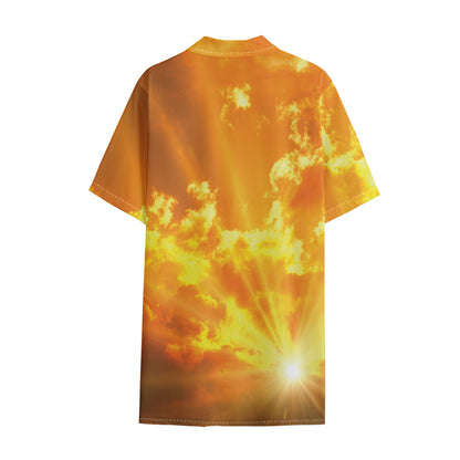 Sunrise Sky Print Cotton Hawaiian Shirt