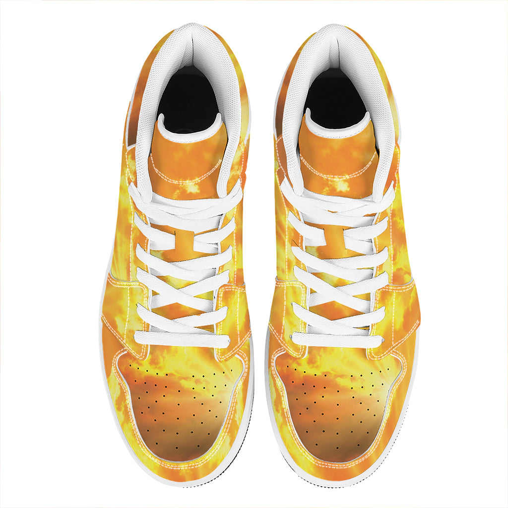 Sunrise Sky Print High Top Leather Sneakers