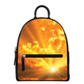 Sunrise Sky Print Leather Backpack