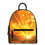 Sunrise Sky Print Leather Backpack