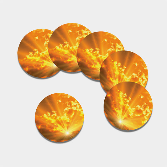 Sunrise Sky Print Leather Coaster Set