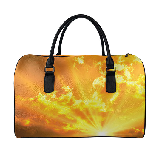 Sunrise Sky Print Leather Duffle Bag