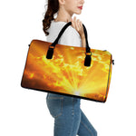 Sunrise Sky Print Leather Duffle Bag