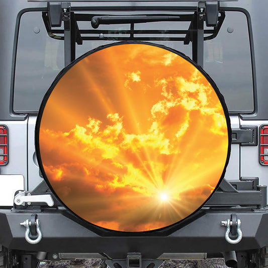 Sunrise Sky Print Leather Spare Tire Cover