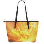 Sunrise Sky Print Leather Tote Bag