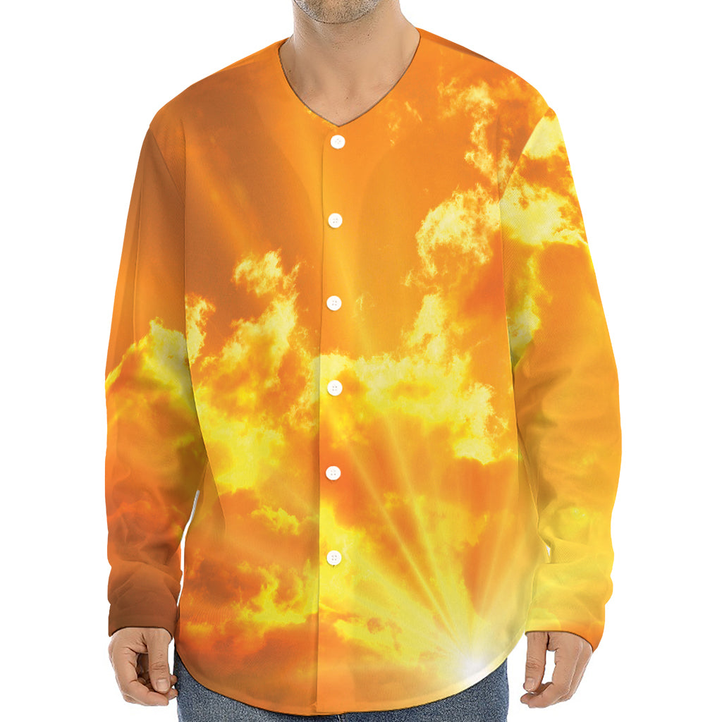 Sunrise Sky Print Long Sleeve Baseball Jersey