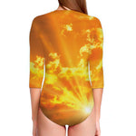 Sunrise Sky Print Long Sleeve Swimsuit