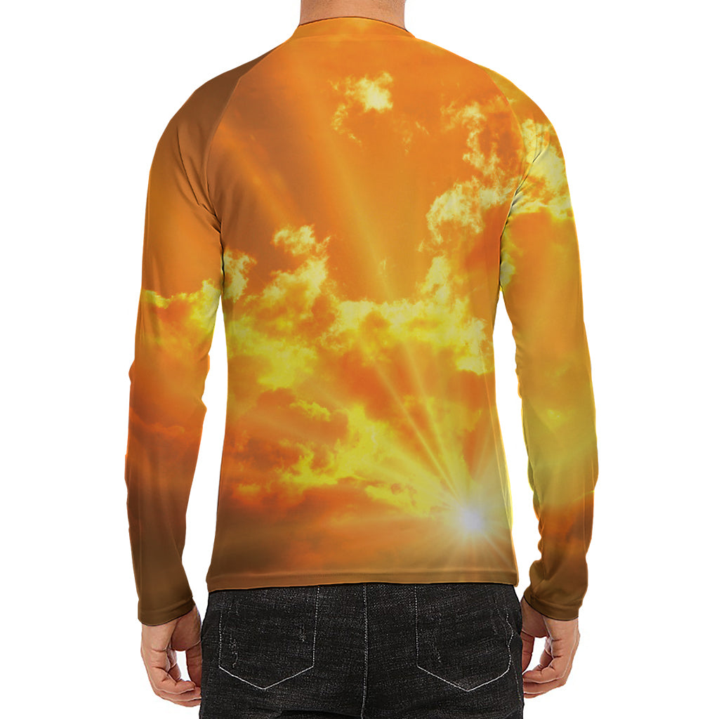 Sunrise Sky Print Men's Long Sleeve Rash Guard