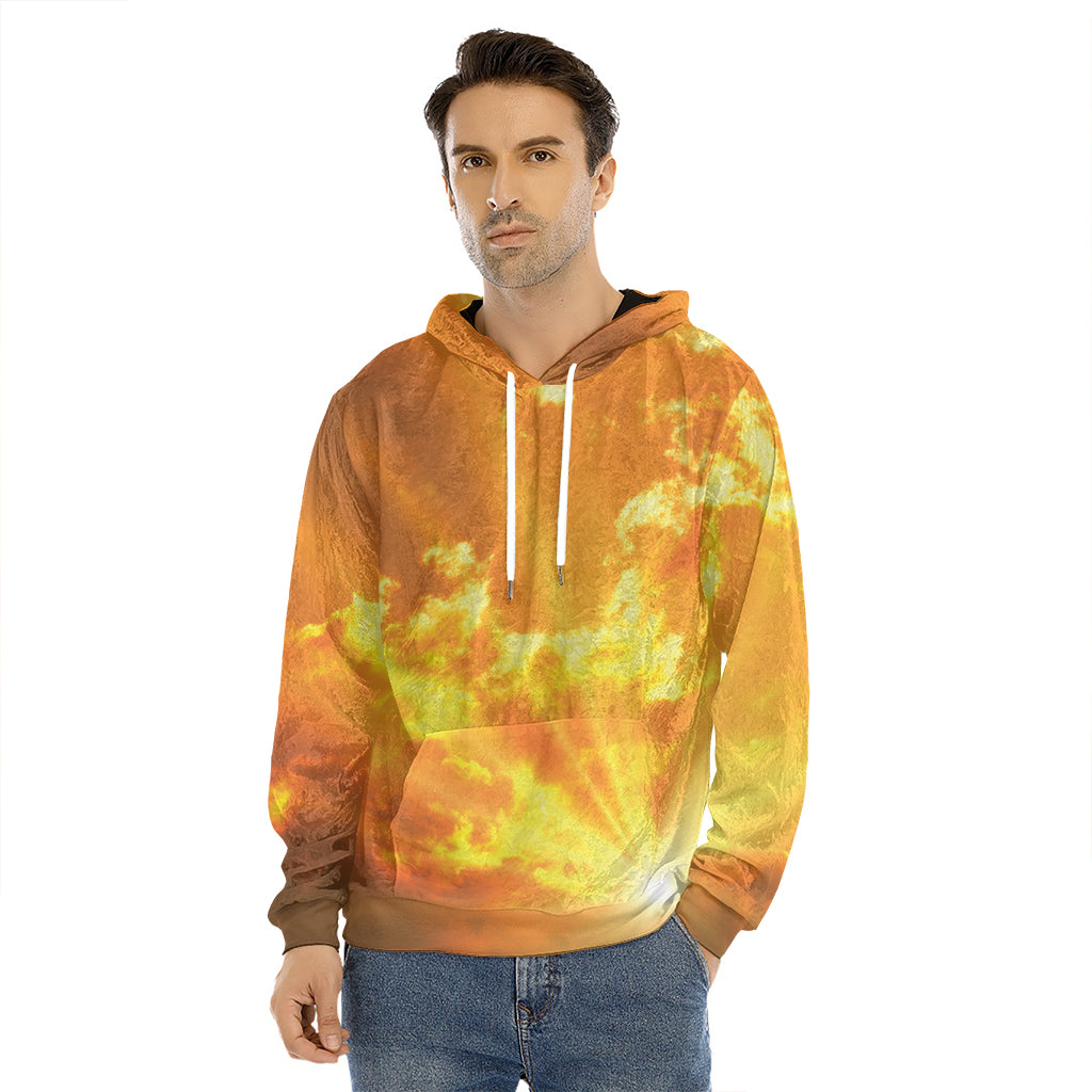 Sunrise Sky Print Men's Velvet Pullover Hoodie