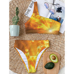 Sunrise Sky Print One Shoulder Bikini Top