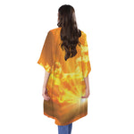 Sunrise Sky Print Open Front Beach Cover Up