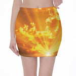 Sunrise Sky Print Pencil Mini Skirt