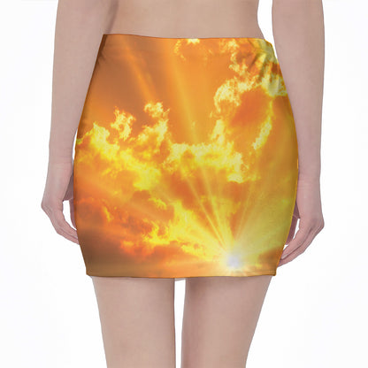 Sunrise Sky Print Pencil Mini Skirt