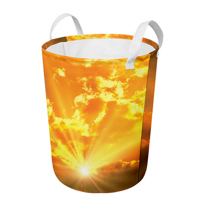 Sunrise Sky Print Round Laundry Basket