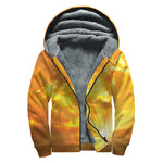 Sunrise Sky Print Sherpa Lined Zip Up Hoodie