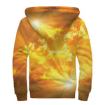 Sunrise Sky Print Sherpa Lined Zip Up Hoodie