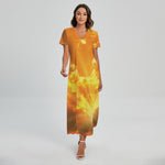 Sunrise Sky Print Short Sleeve Maxi Dress