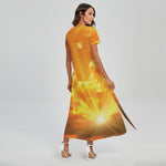 Sunrise Sky Print Short Sleeve Maxi Dress