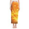 Sunrise Sky Print Side Slit Maxi Skirt