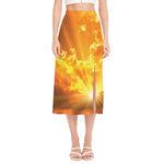 Sunrise Sky Print Side Slit Midi Skirt