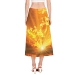 Sunrise Sky Print Side Slit Midi Skirt
