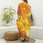 Sunrise Sky Print Silk V-Neck Kaftan Dress