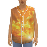 Sunrise Sky Print Sleeveless Baseball Jersey