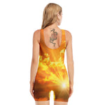 Sunrise Sky Print Sleeveless One Piece Swimsuit