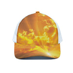 Sunrise Sky Print White Mesh Trucker Cap