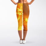 Sunrise Sky Print Women's Capri Leggings