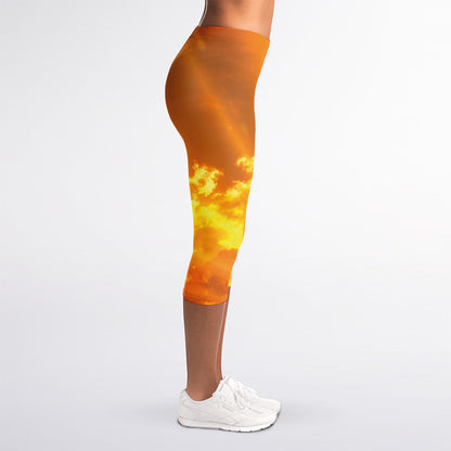 Sunrise Sky Print Women's Capri Leggings